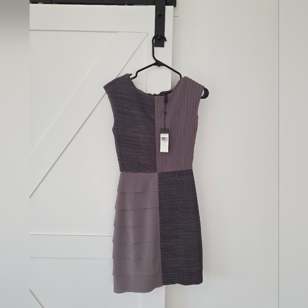 BCBG Elegant Two-Tone Grey Midi Dress